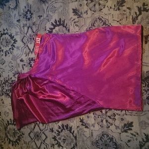 Pink satin one shoulder dress